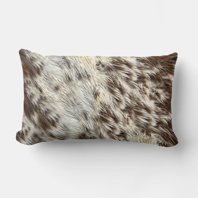Faux Spotted Horse / Cow Hide / Animal Fur Image Lumbar Pillow (Front)