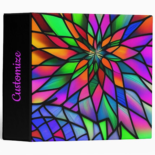 Faux Stained Glass 3 Ring Binder (Front/Spine)