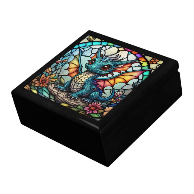 Faux Stained Glass Baby Dragon Gift Box (Side)