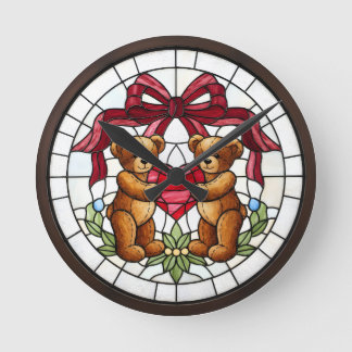 Faux Stained Glass Bear Wall Clock