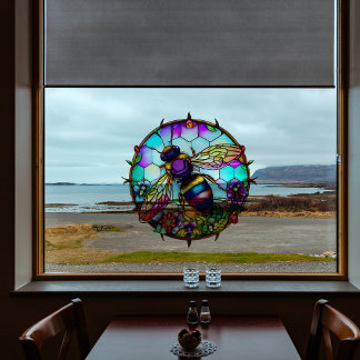 Faux Stained Glass Bee Honeycomb Suncatcher  Window Cling