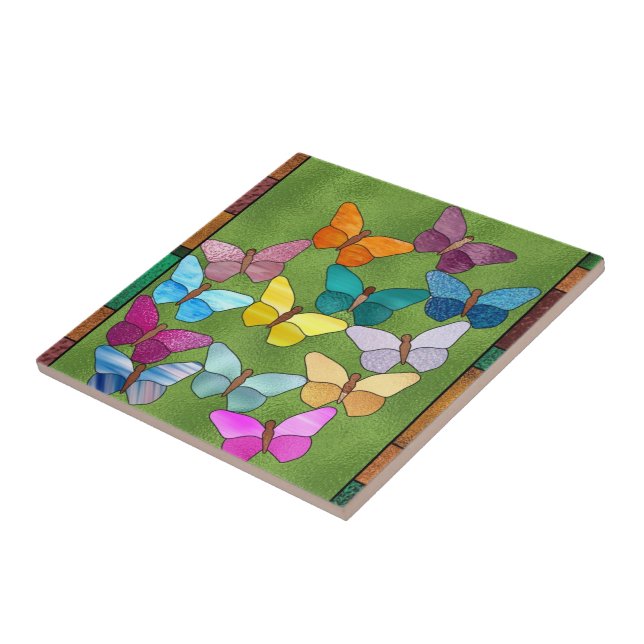 Faux stained glass butterfly tile (Side)