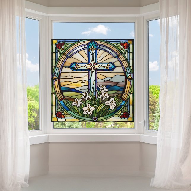 Faux Stained-Glass Christmas Stocking Large Window Cling (Creator Uploaded)