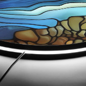 Faux Stained Glass Clown Fish and Dolphins  LED Sign (Edge)