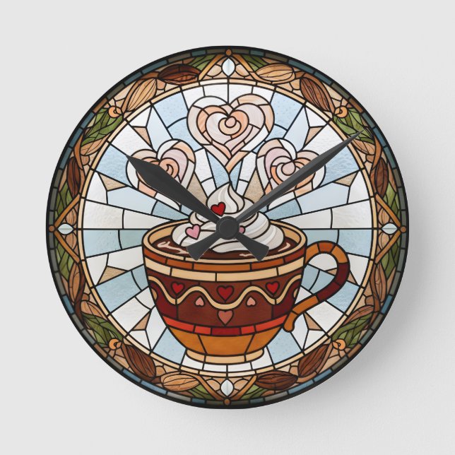 Faux Stained Glass Coffee Wall Clock (Front)