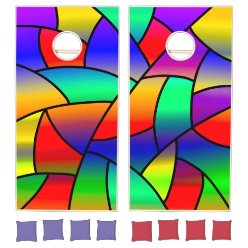 Faux Stained Glass Colorful Cornhole Set