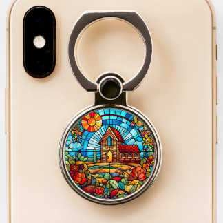 Faux stained glass Country farmhouse lovers Phone Ring Stand