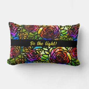 faux stained glass customizable, reversible lumbar pillow