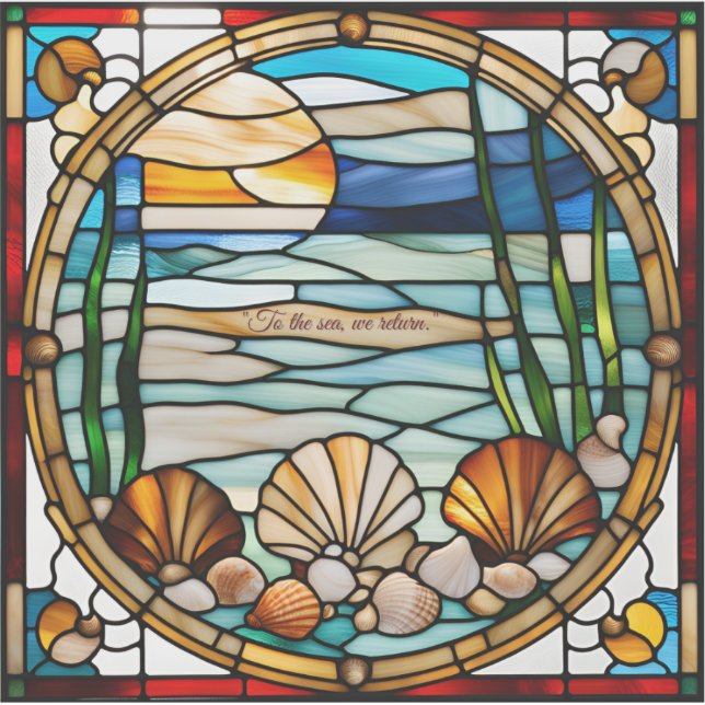 Faux Stained Glass Dolphin Sticker (Front)