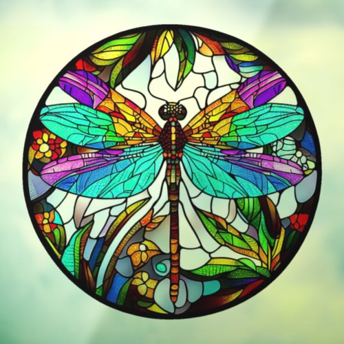 Faux Stained Glass Dragonfly Suncatcher Window Cling