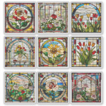 Faux Stained Glass Flower Garden Collection