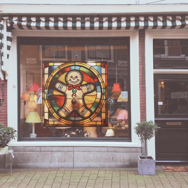 Faux Stained-Glass Gingerbread Man Large Window Cling (Creator Uploaded)