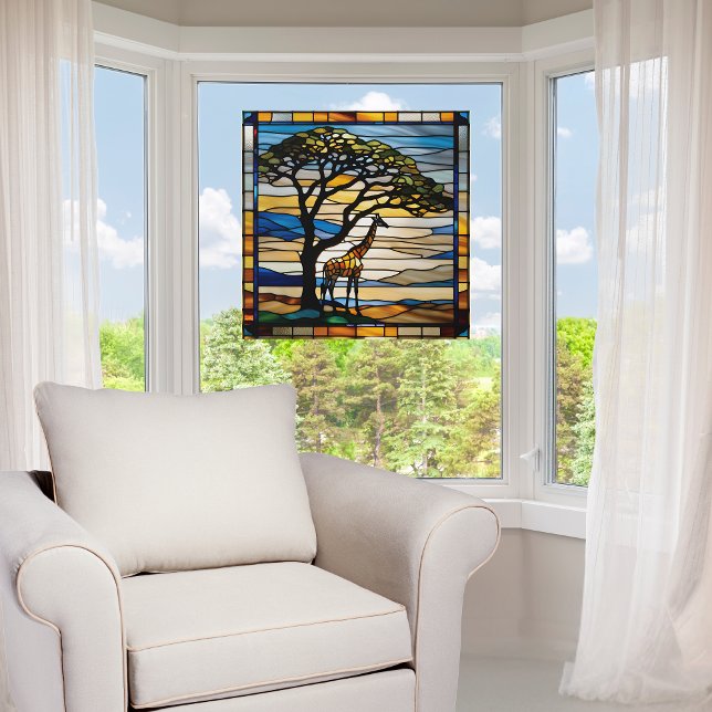 Faux Stained Glass Giraffe Next to Tree Window Cling (Creator Uploaded)