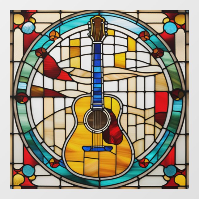 Faux Stained Glass Guitar Window Cling (Sheet)