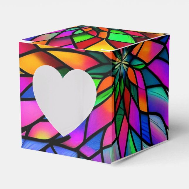 Faux Stained Glass Heart Favor Boxes (Front Side)