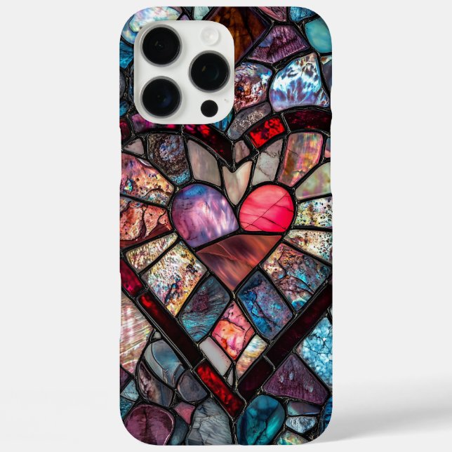 Faux Stained Glass Heart Valentine's Day Case-Mate iPhone Case (Back)