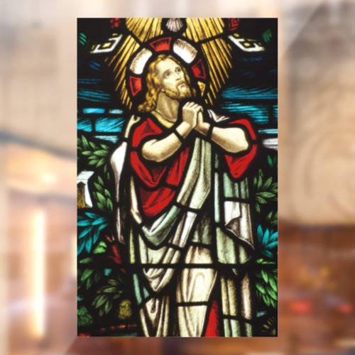 Faux Stained Glass Jesus Praying In The Wilderness Window Cling