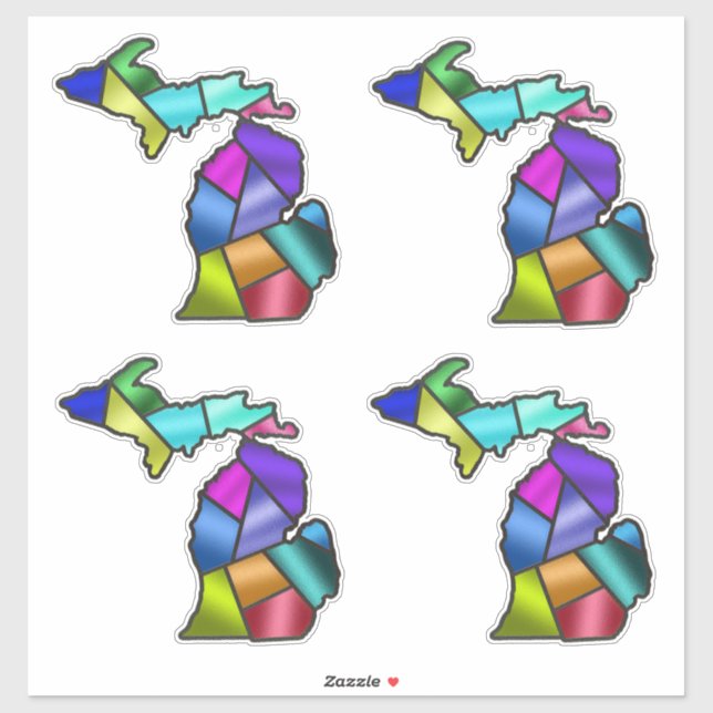 Faux Stained Glass Michigan Beautiful Sticker (Sheet)