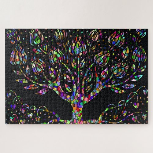 Faux Stained Glass Mosaic Tree Jigsaw Puzzle