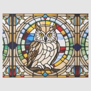 Faux Stained Glass Owl for Decoupage Craft Tissue  Paper