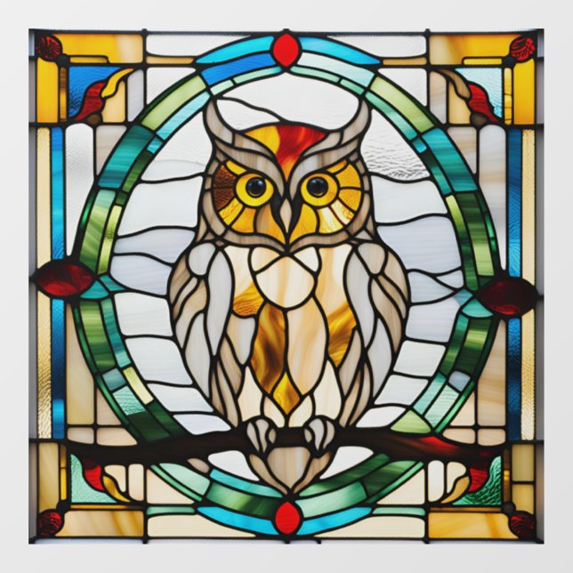 Faux Stained Glass Owl Window Cling (Sheet)