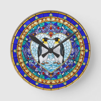 Faux Stained Glass Penguin Clock