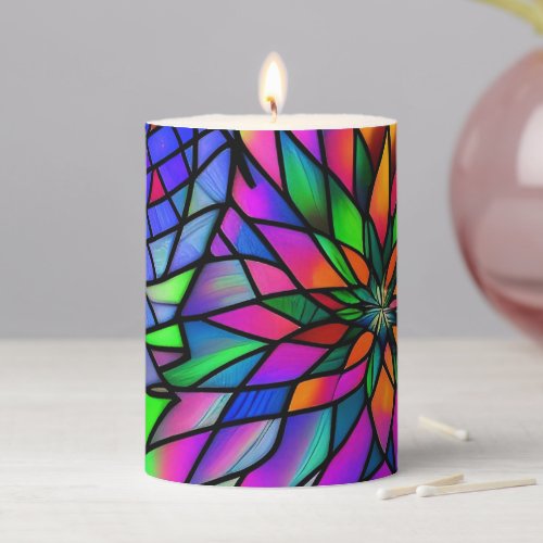 Faux Stained Glass Pillar Candle