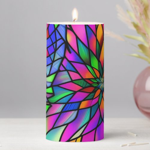 Faux Stained Glass  Pillar Candle