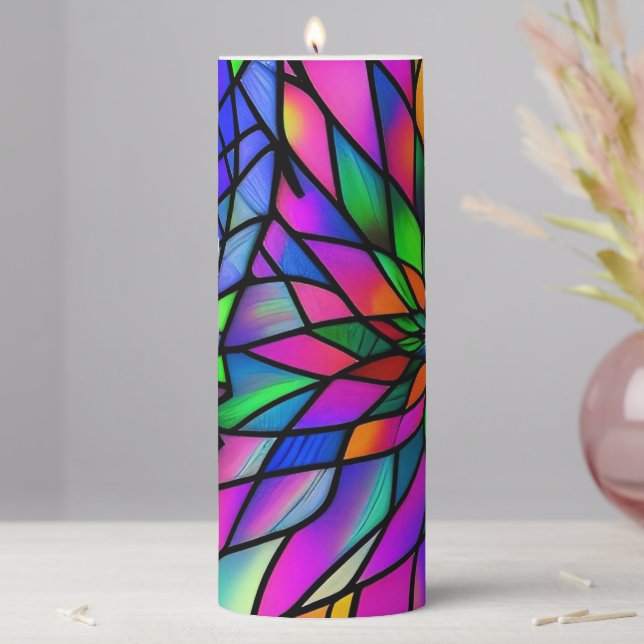 Faux Stained Glass  Pillar Candle (In Situ)