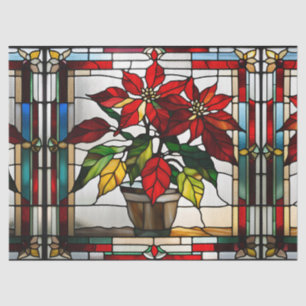 Faux Stained Glass Poinsettia for Decoupage Craft Tissue Paper