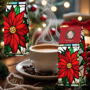 Faux Stained Glass Poinsettia Roasted Coffee