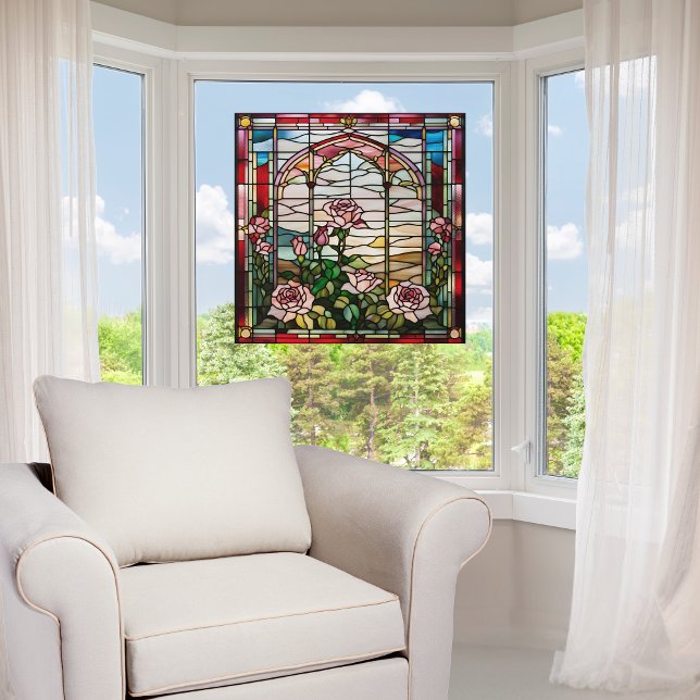 Faux Stained Glass Rose Garden Window Cling (Creator Uploaded)