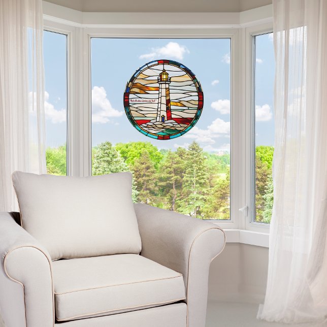 Faux Stained-Glass Round Customizable Lighthouse Window Cling (Creator Uploaded)