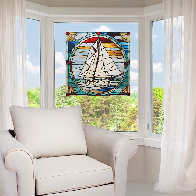  Faux Stained Glass Sailboat  Window Cling (Creator Uploaded)