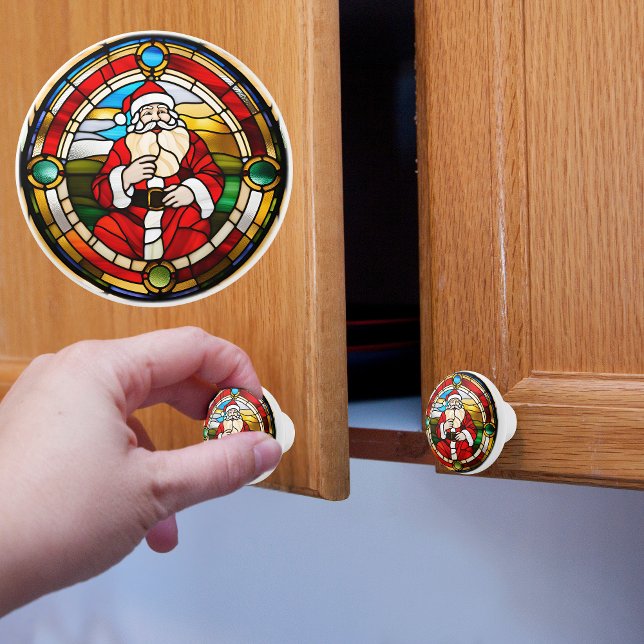 Faux Stained Glass Santa Ceramic Knob (Creator Uploaded)