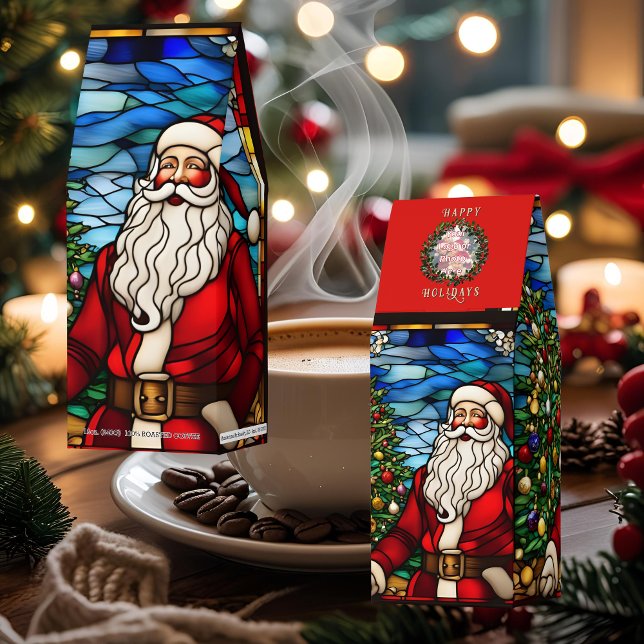 Faux Stained Glass Santa Christmas Tree Roasted Coffee (Creator Uploaded)