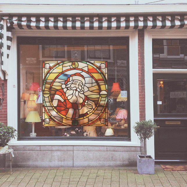 Faux Stained-Glass Santa Claus Large Window Cling (Creator Uploaded)