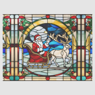Faux Stained Glass Santa in His Sleigh for Decoupa Tissue Paper