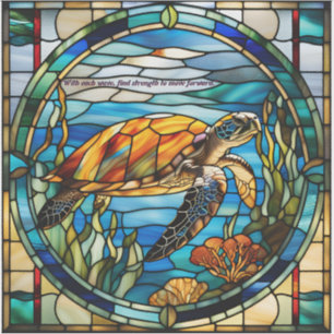 Faux Stained Glass Sea Turtle Sticker