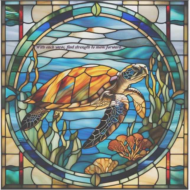 Faux Stained Glass Sea Turtle Sticker (Front)