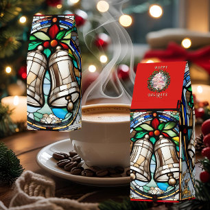 Faux Stained Glass Silver Bells Roasted Coffee