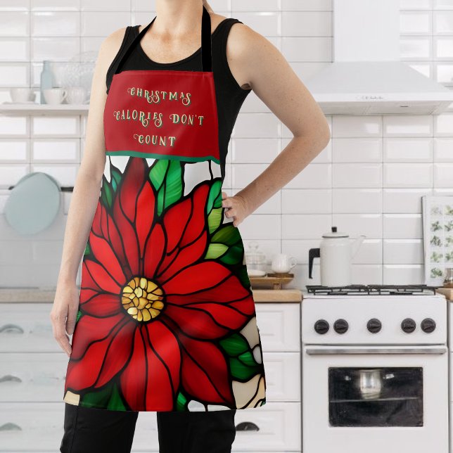 Faux Stained Glass Single Poinsettia  Apron (Creator Uploaded)