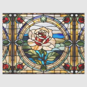 Faux Stained Glass Single Rose for Decoupage Craft Tissue Paper