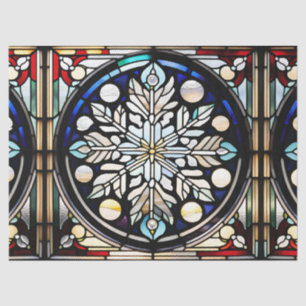 Faux Stained Glass Snowflake for Decoupage Craft  Tissue Paper