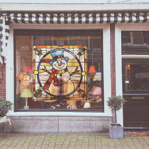 Faux Stained-Glass Snowman Large Window Cling