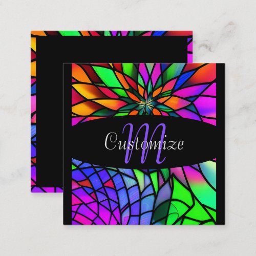 Faux Stained Glass   Square Business Card