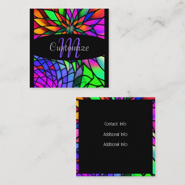 Faux Stained Glass   Square Business Card (Front/Back)