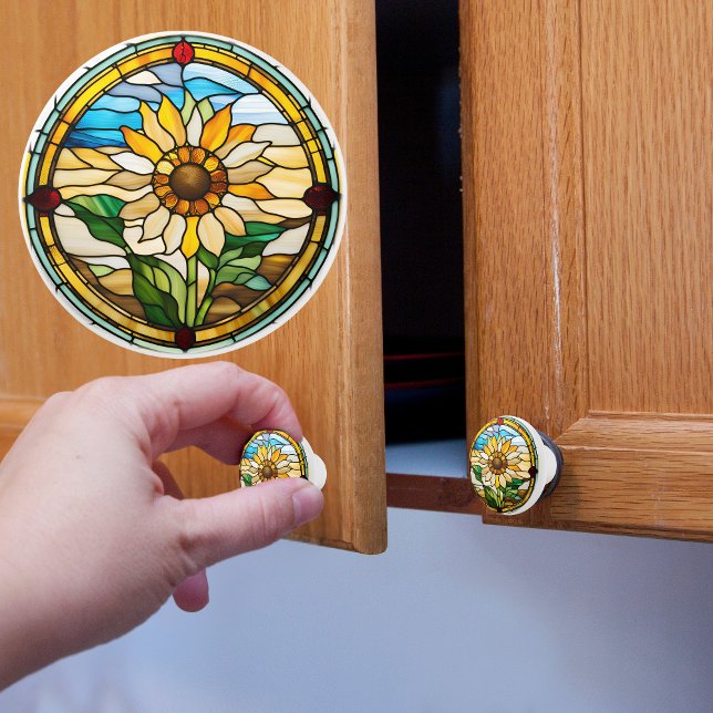 Faux Stained Glass Sunflower Ceramic Knob (Creator Uploaded)