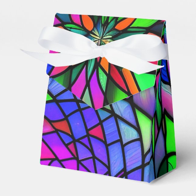Faux Stained Glass Tent   Favor Boxes (Front Side)