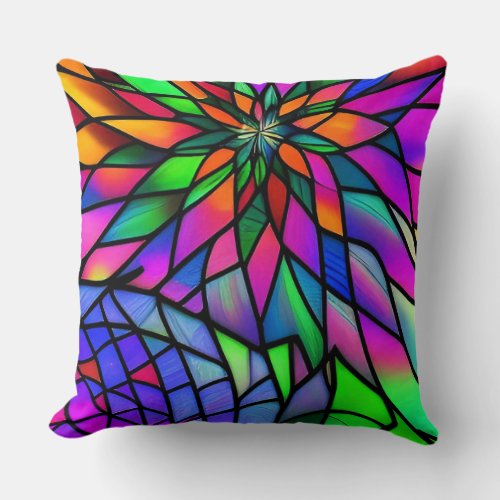 Faux Stained Glass Throw Pillow